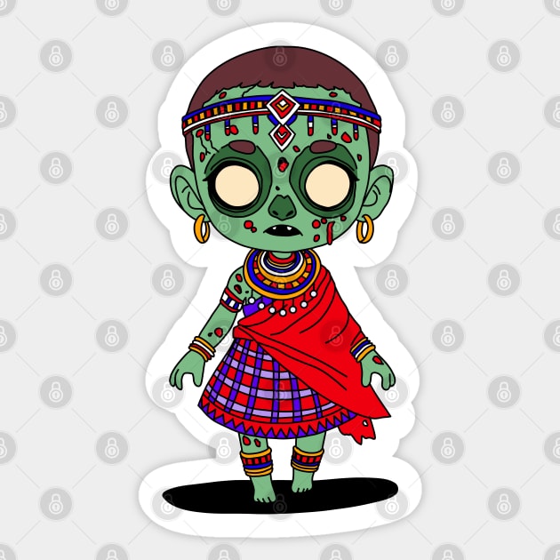 Cute Maasai Zombie Sticker by H. R. Sinclair